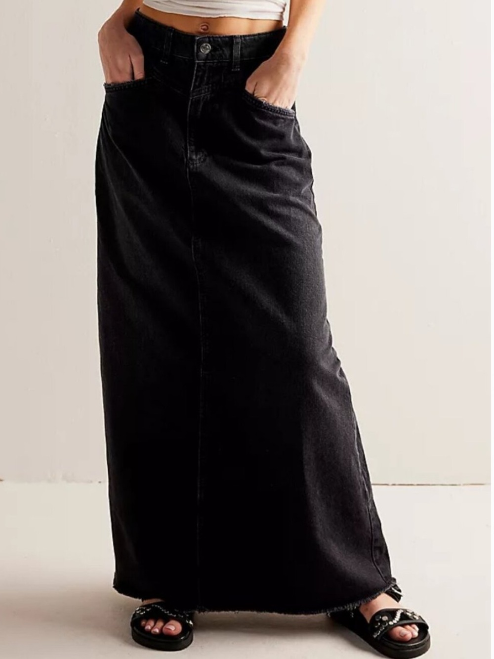 We the Free Come As You Are Denim Maxi in Faded Black Size 6
